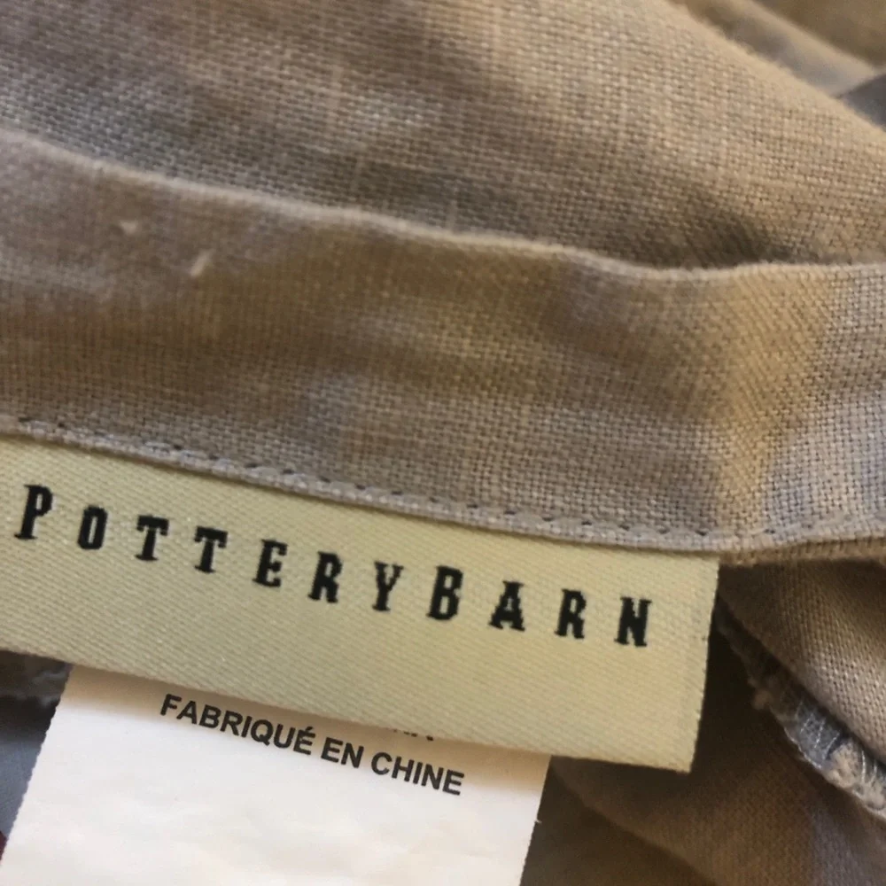 2 Pottery Barn 100% Linen Ruffle Euro Pillow Shams Soft Gray